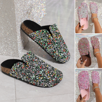 💯Spring Specials🎉 Women's Comfortable Casual Sequin Cork Slippers