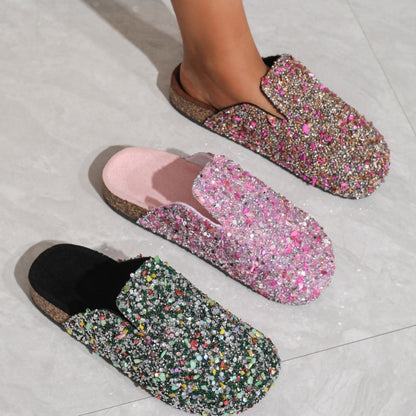💯Spring Specials🎉 Women's Comfortable Casual Sequin Cork Slippers