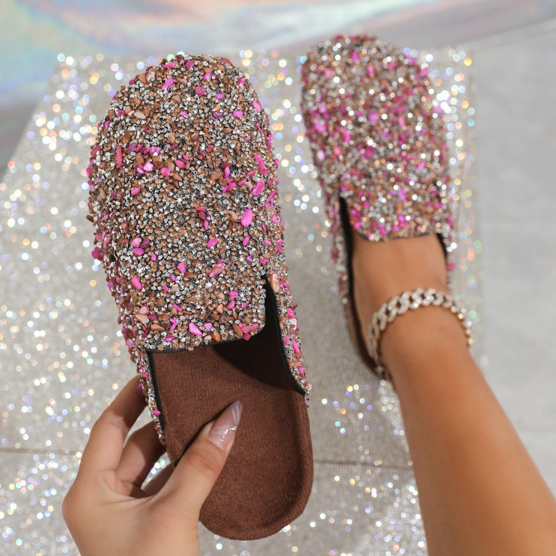 💯Spring Specials🎉 Women's Comfortable Casual Sequin Cork Slippers