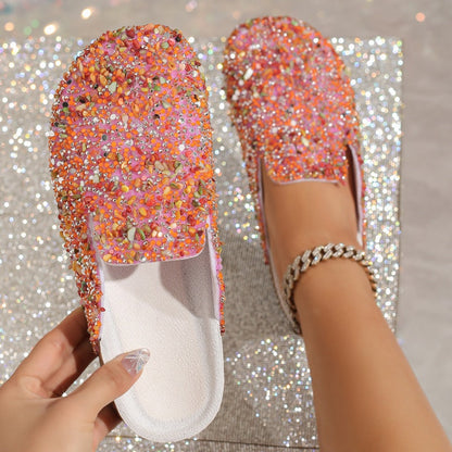 💯Spring Specials🎉 Women's Comfortable Casual Sequin Cork Slippers