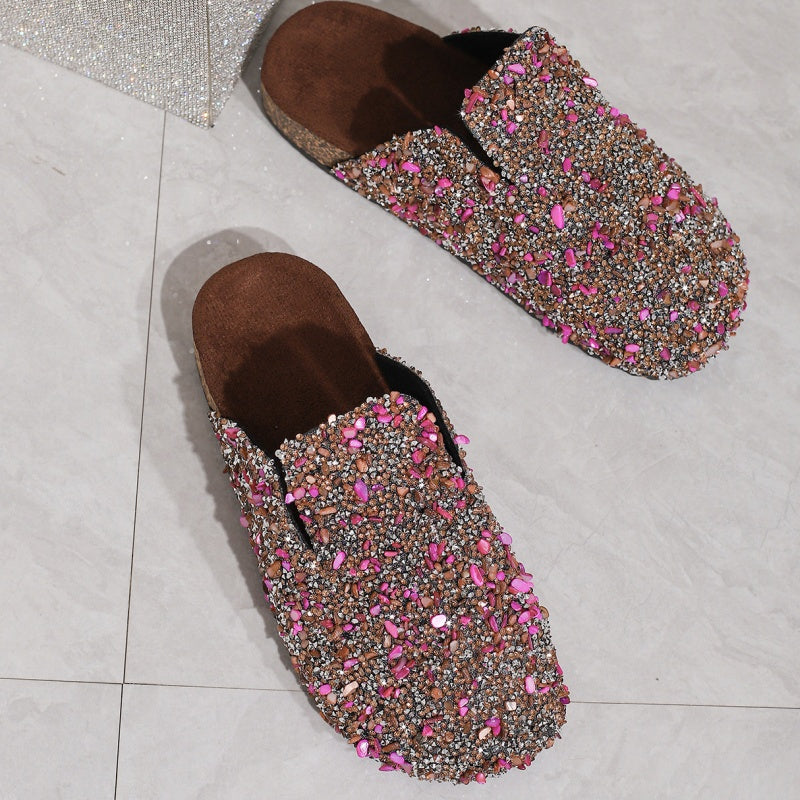 💯Spring Specials🎉 Women's Comfortable Casual Sequin Cork Slippers