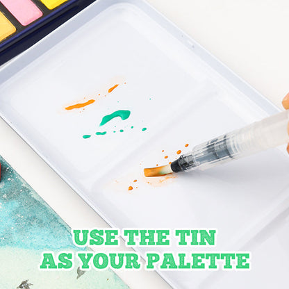 🌈Coloring a white drawing🌈 Watercolor Paint Set with Tin Box