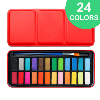 🌈Coloring a white drawing🌈 Watercolor Paint Set with Tin Box