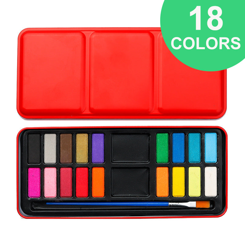 🌈Coloring a white drawing🌈 Watercolor Paint Set with Tin Box