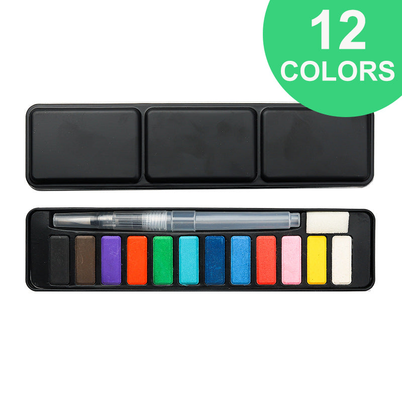 🌈Coloring a white drawing🌈 Watercolor Paint Set with Tin Box