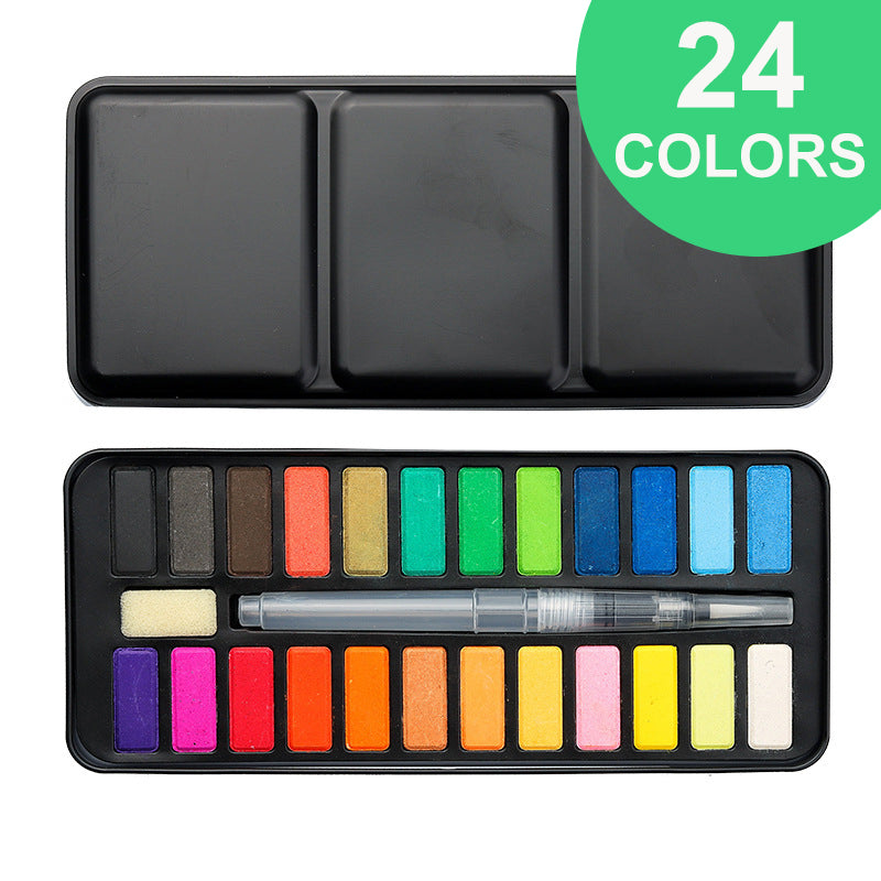 🌈Coloring a white drawing🌈 Watercolor Paint Set with Tin Box