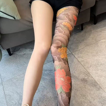 💯Spring Specials🎉 Unisex High Waist Flower Tattoo Stockings