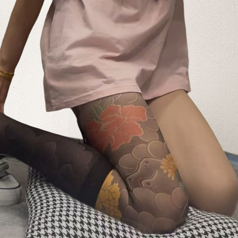 💯Spring Specials🎉 Unisex High Waist Flower Tattoo Stockings