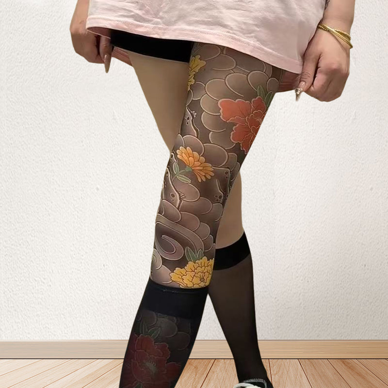 💯Spring Specials🎉 Unisex High Waist Flower Tattoo Stockings