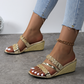 🌴Summer Specials🌴Trendy Crystal-Adorned Wedge Sandals