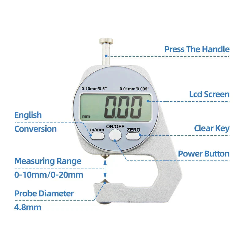 ⏳Time-limited Special⌛Digital Display Thickness Gauge Zinc Alloy Electronic LCD
