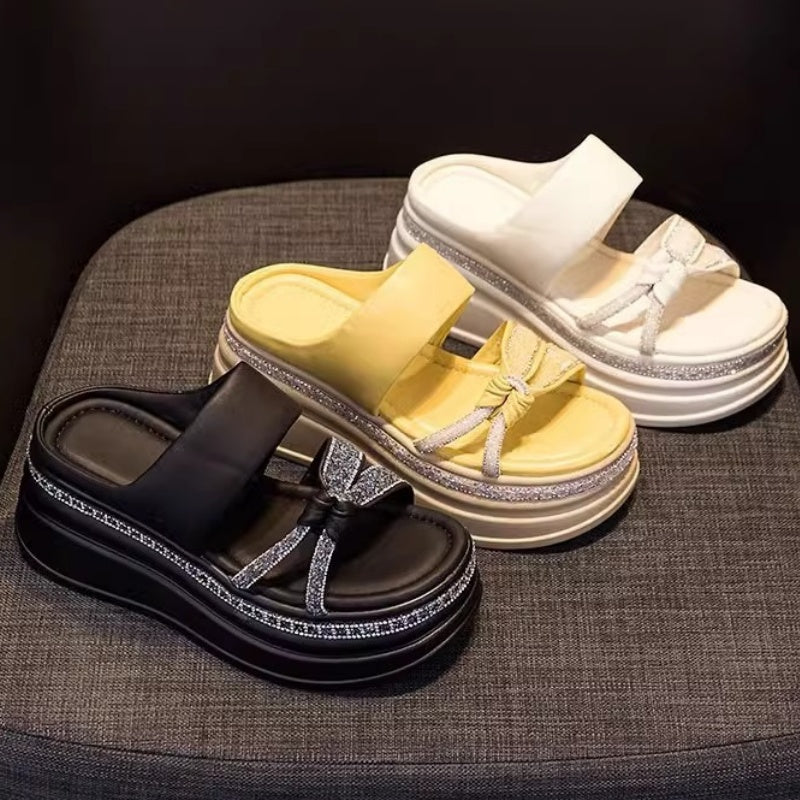 💯Spring Specials🎉Women's Rhinestone Thick Platform Slip-On Sandals