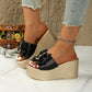 ⏳Time-limited Special⌛Bowknot PU Leather Wedge Slippers