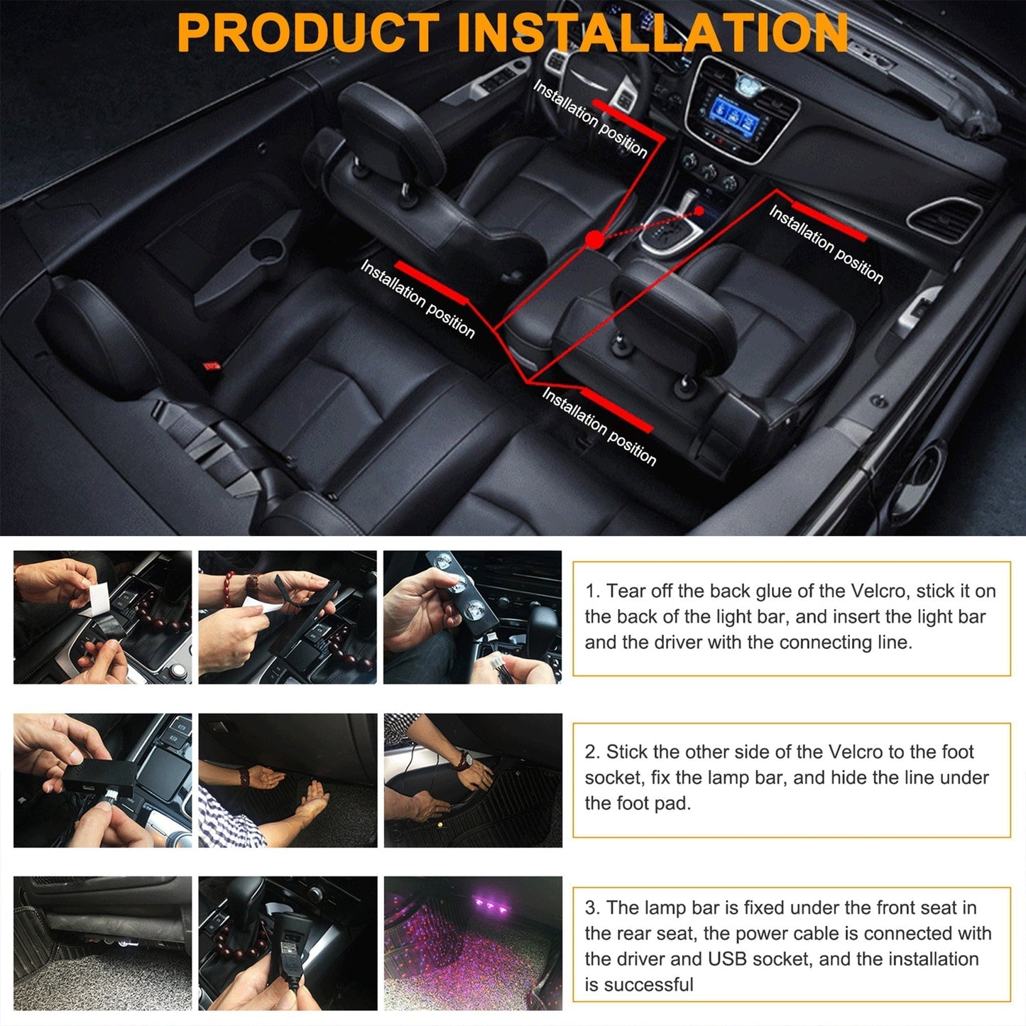 ⏳Time-limited Special⌛Car Interior USB Star Light 4 PCS(7 Color Voice Control with Remote Control)