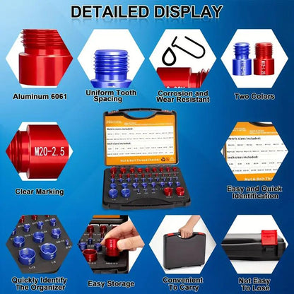 🧰Nut & Bolt Thread Checker Kit for Inspection of Fixed Bolts or Threaded Holes