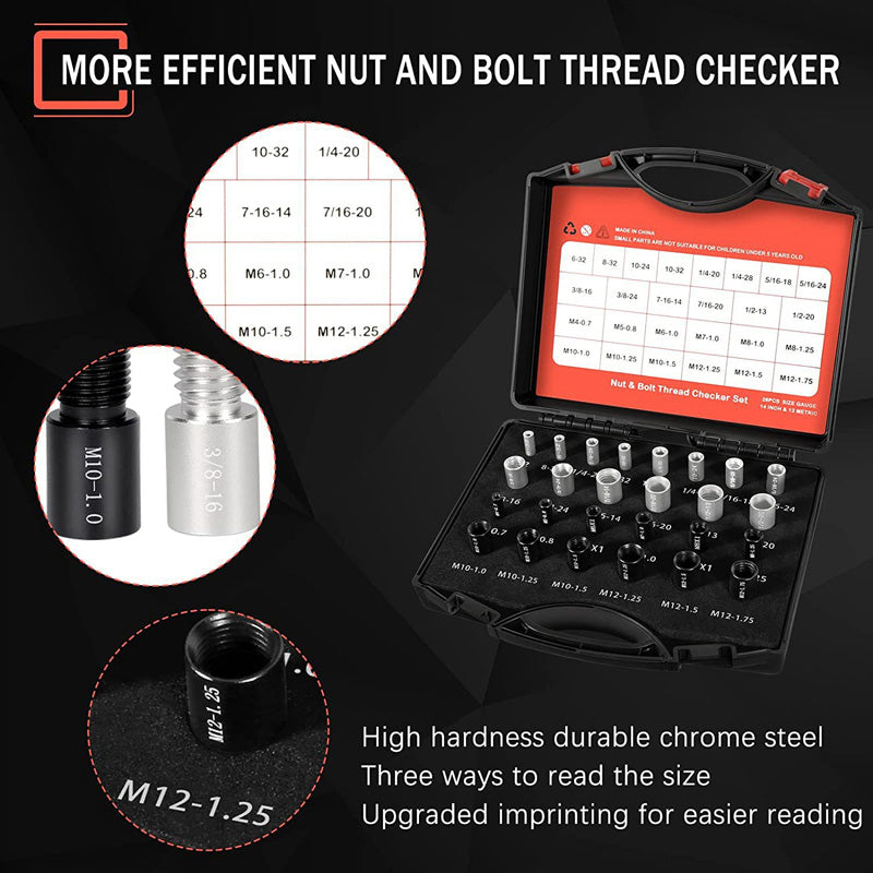 🧰Nut & Bolt Thread Checker Kit for Inspection of Fixed Bolts or Threaded Holes