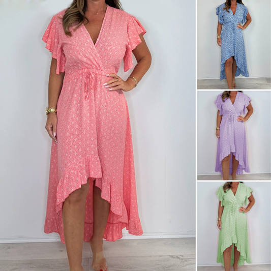 🌴Summer Specials🌴Women's Resort Style V-Neck Polka Dot Ruffle Sleeve Dress