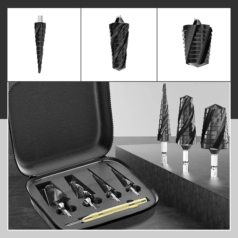 ⏳Time-limited Special⌛High Hardness Spiral Flute Step Drill Bit Set (5pcs set)