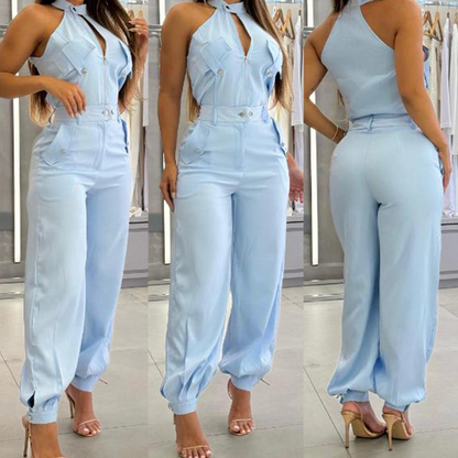 ⏳Time-limited Special⏰Women's Sleeveless Crop Top & High-Waist Pants Outfit