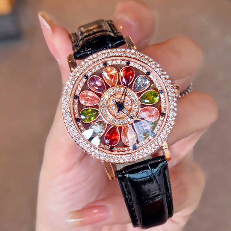 ⏳Time-limited Special💎Women's Rotating Dial Watch with Colored Crystals - Unique & Stylish⌚