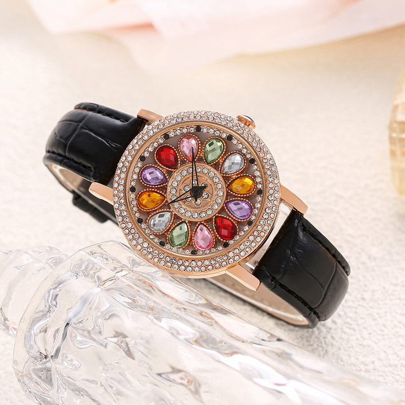 ⏳Time-limited Special💎Women's Rotating Dial Watch with Colored Crystals - Unique & Stylish⌚