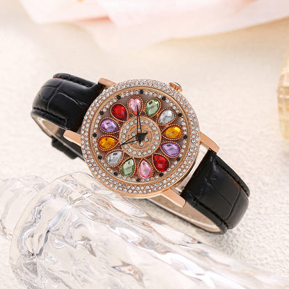 ⏳Time-limited Special💎Women's Rotating Dial Watch with Colored Crystals - Unique & Stylish⌚