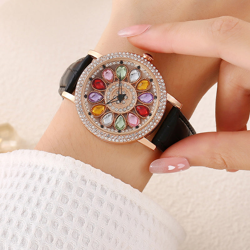 ⏳Time-limited Special💎Women's Rotating Dial Watch with Colored Crystals - Unique & Stylish⌚