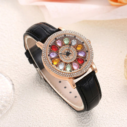⏳Time-limited Special💎Women's Rotating Dial Watch with Colored Crystals - Unique & Stylish⌚