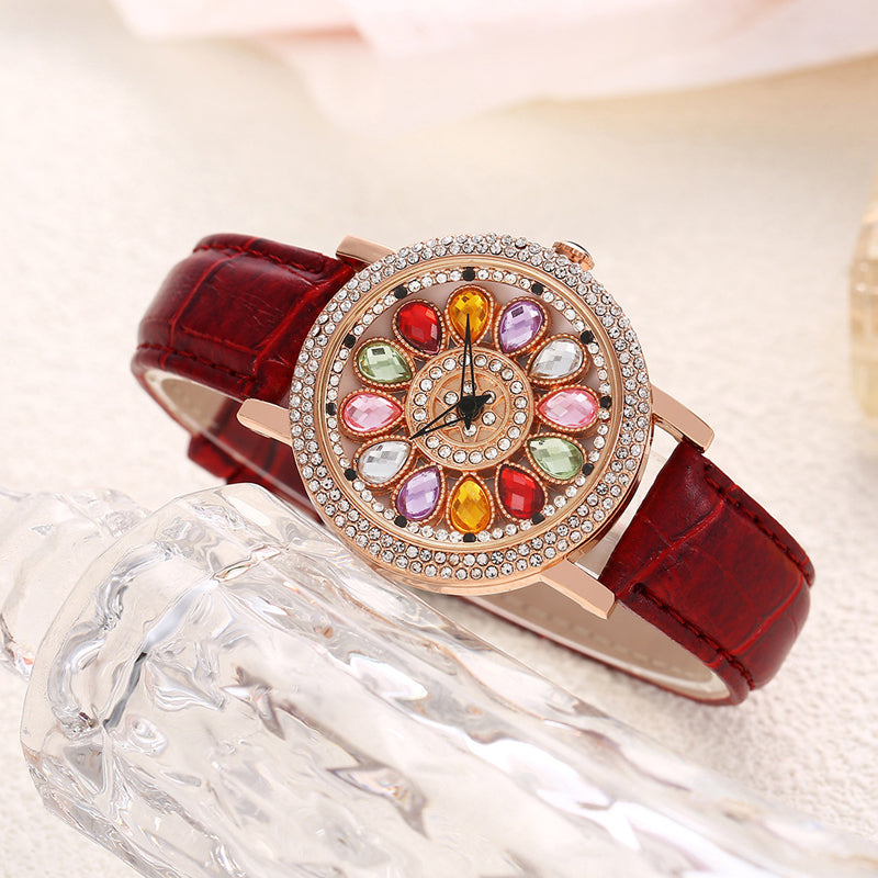 ⏳Time-limited Special💎Women's Rotating Dial Watch with Colored Crystals - Unique & Stylish⌚