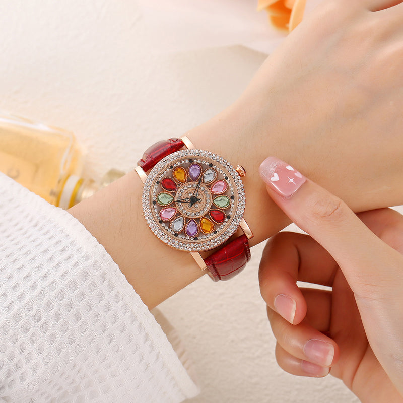⏳Time-limited Special💎Women's Rotating Dial Watch with Colored Crystals - Unique & Stylish⌚
