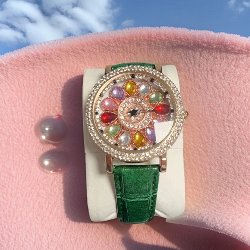 ⏳Time-limited Special💎Women's Rotating Dial Watch with Colored Crystals - Unique & Stylish⌚