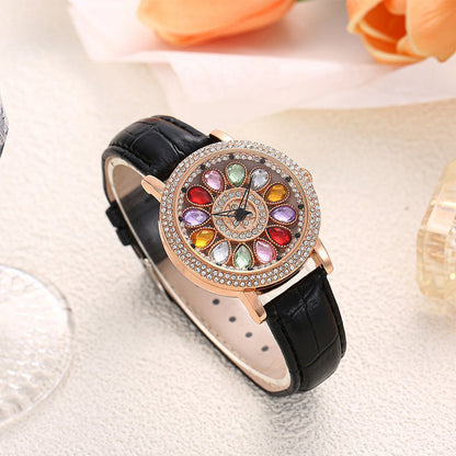 ⏳Time-limited Special💎Women's Rotating Dial Watch with Colored Crystals - Unique & Stylish⌚