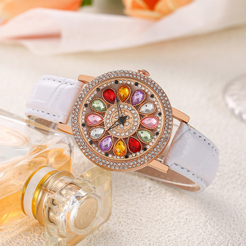 ⏳Time-limited Special💎Women's Rotating Dial Watch with Colored Crystals - Unique & Stylish⌚