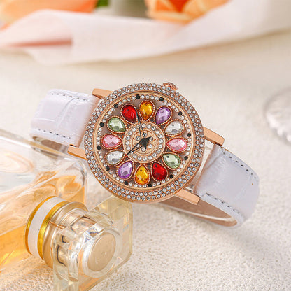 ⏳Time-limited Special💎Women's Rotating Dial Watch with Colored Crystals - Unique & Stylish⌚