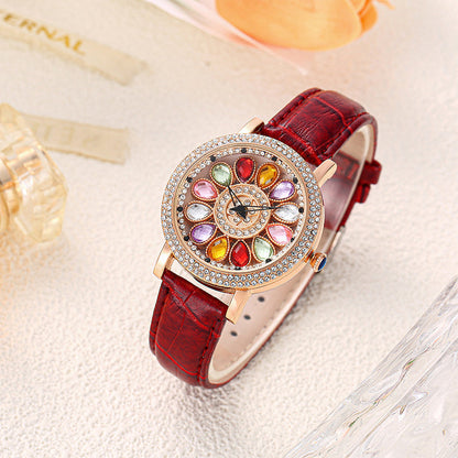 ⏳Time-limited Special💎Women's Rotating Dial Watch with Colored Crystals - Unique & Stylish⌚