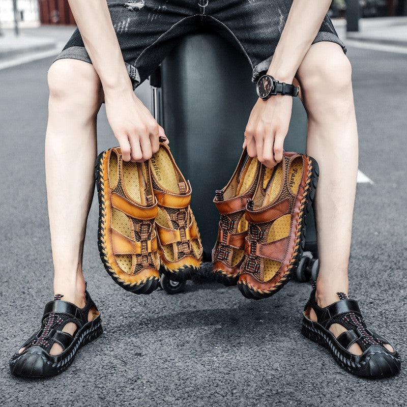 ⏳Time-limited Special⌛Men's Breathable Knit Faux Leather Sandals👣
