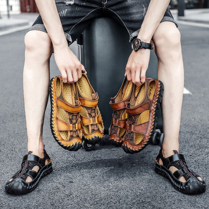 ⏳Time-limited Special⌛Men's Breathable Knit Faux Leather Sandals👣