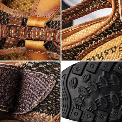 ⏳Time-limited Special⌛Men's Breathable Knit Faux Leather Sandals👣