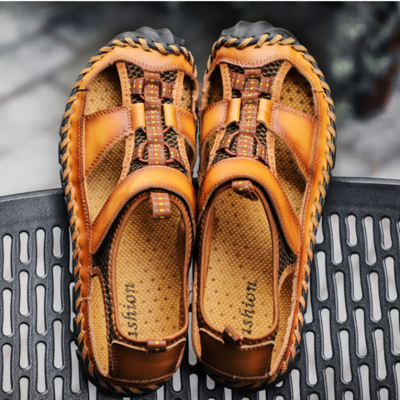 ⏳Time-limited Special⌛Men's Breathable Knit Faux Leather Sandals👣