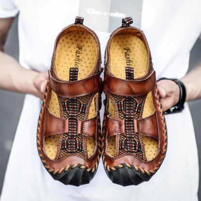 ⏳Time-limited Special⌛Men's Breathable Knit Faux Leather Sandals👣