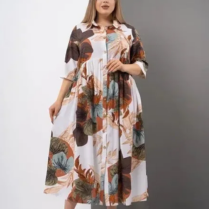⏳Time-limited Special⏰Women’s Loose Lapel Printed Button-Down Long Dress