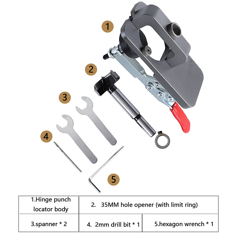 ⏳Time-limited Special⌛35mm Hinge Drilling Jig Hole Guide with Clamp