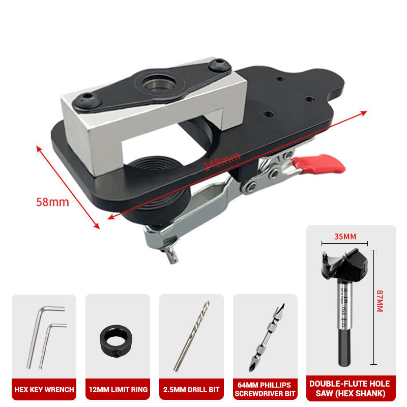 ⏳Time-limited Special⌛35mm Hinge Drilling Jig Hole Guide with Clamp