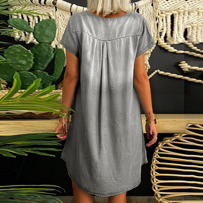 ⏳Time-limited Special⏰Women's Denim V-Neck Short Sleeve Dress