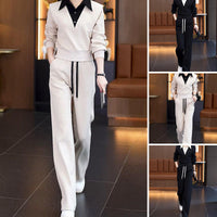 ⏳Time-limited Special🦋Women's Shirt Collar Top  Drawstring Bottom Set