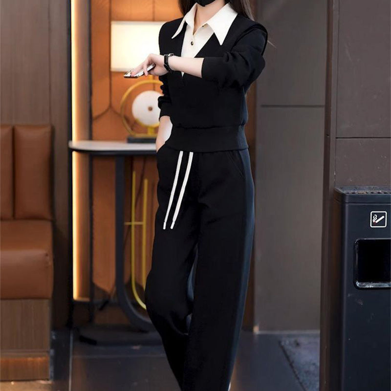 ⏳Time-limited Special🦋Women's Shirt Collar Top  Drawstring Bottom Set