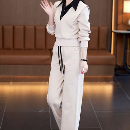 ⏳Time-limited Special🦋Women's Shirt Collar Top  Drawstring Bottom Set