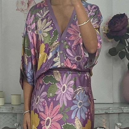 ⏳Time-limited Special⌛Women's V-Neck Top & Maxi Skirt 2-Piece Set