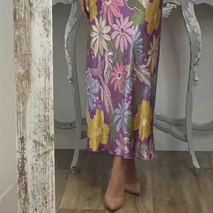 ⏳Time-limited Special⌛Women's V-Neck Top & Maxi Skirt 2-Piece Set