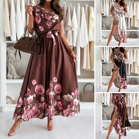⏳Time-limited Special⏰Women's Elegant Printed V-Neck Dresses🌸